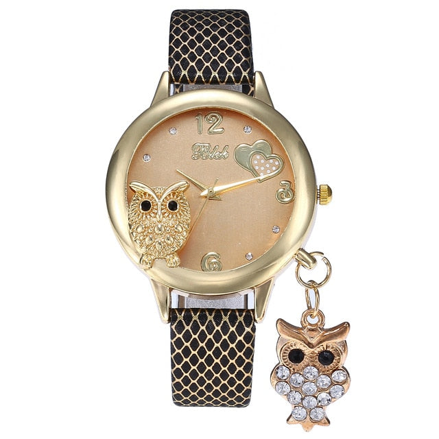 Lady Owl Charm Diamond Watch